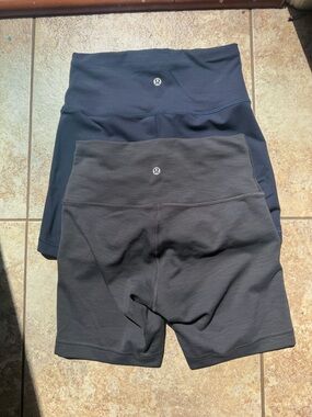 2 Lululemon Wunder Train high rise shorts with 6 in inseam, size 6